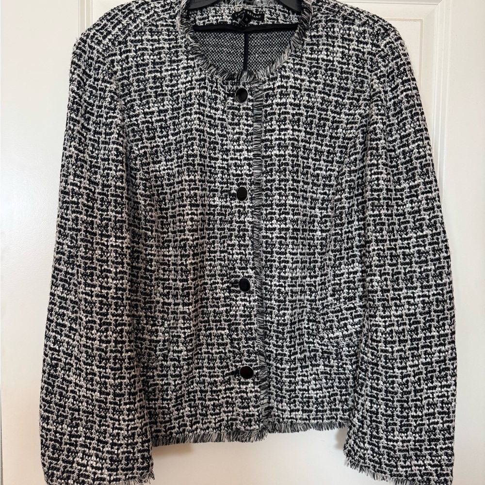 Lane Bryant Black and White Textured Jacket - size:20